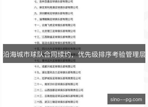 沿海城市球队合同续约,优先级排序考验管理层 沿海城市球队合同续约,优先级排序考验管理层